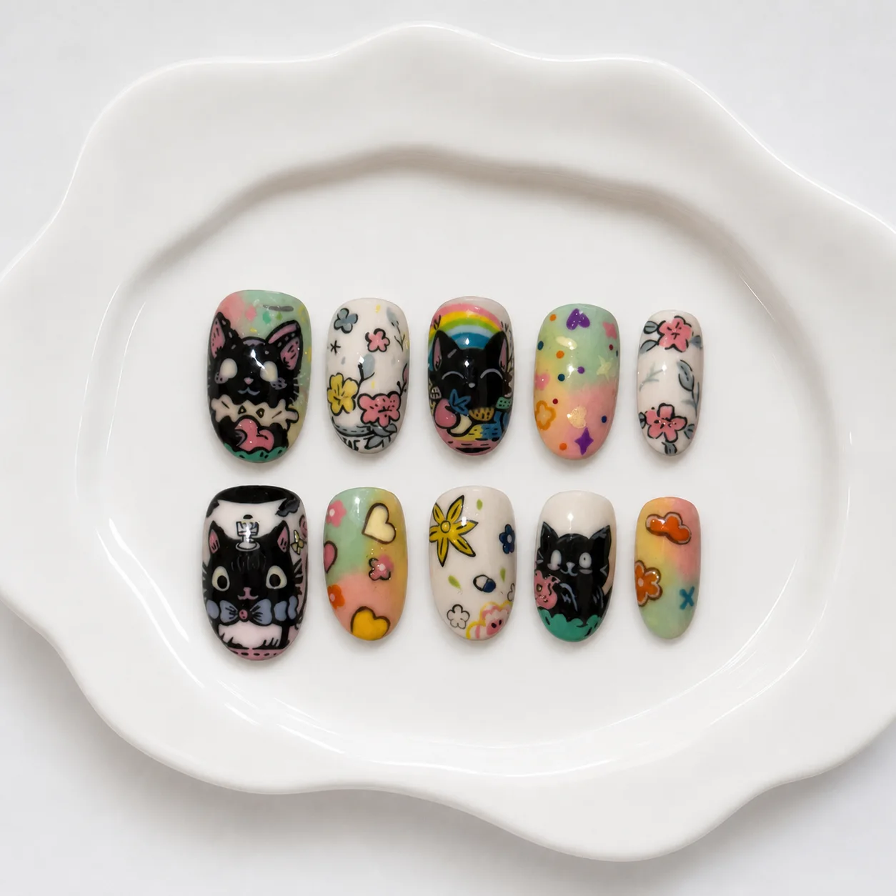 Toofufu Set 329 handmade press-on nail set