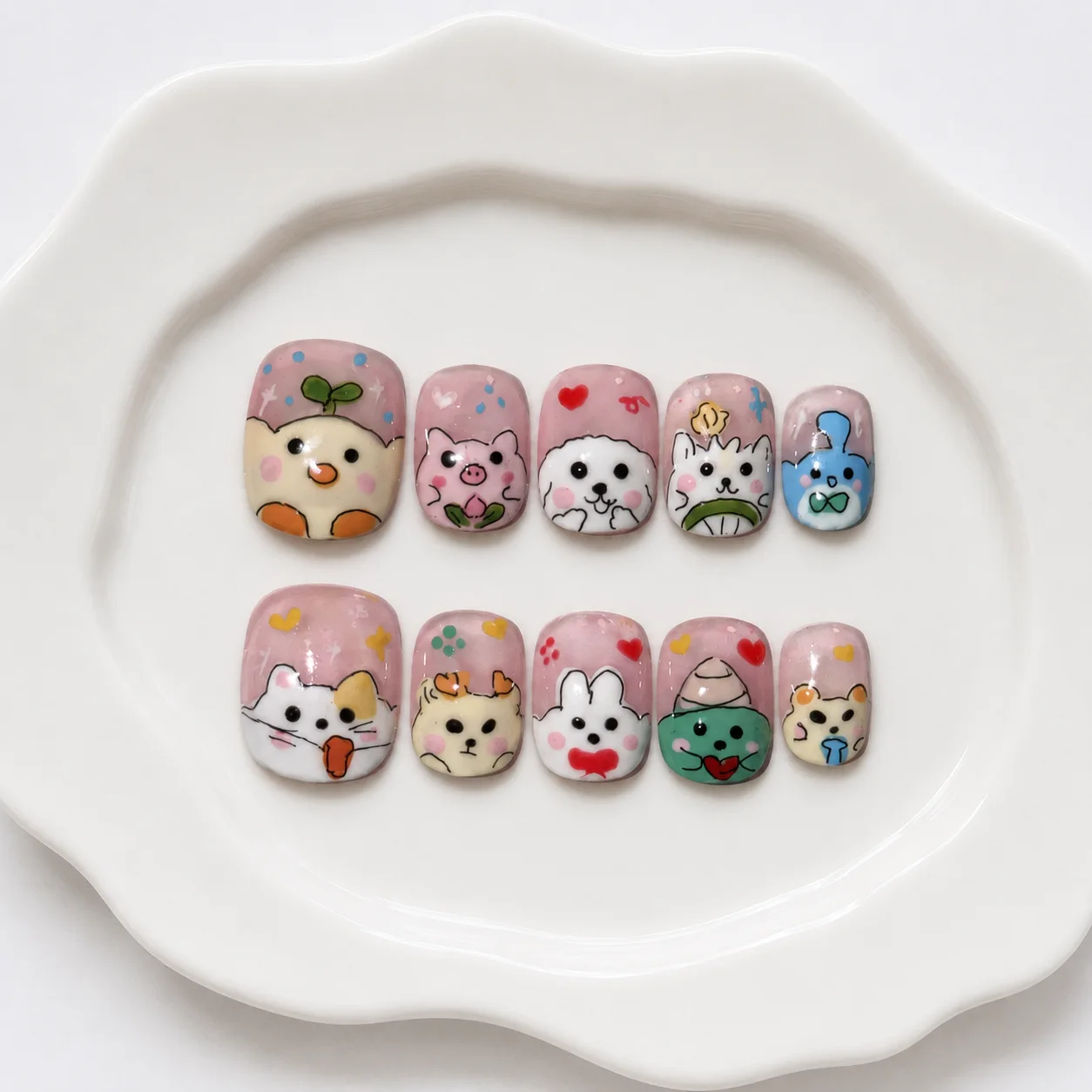 Toofufu Set 343 handmade press-on nail set